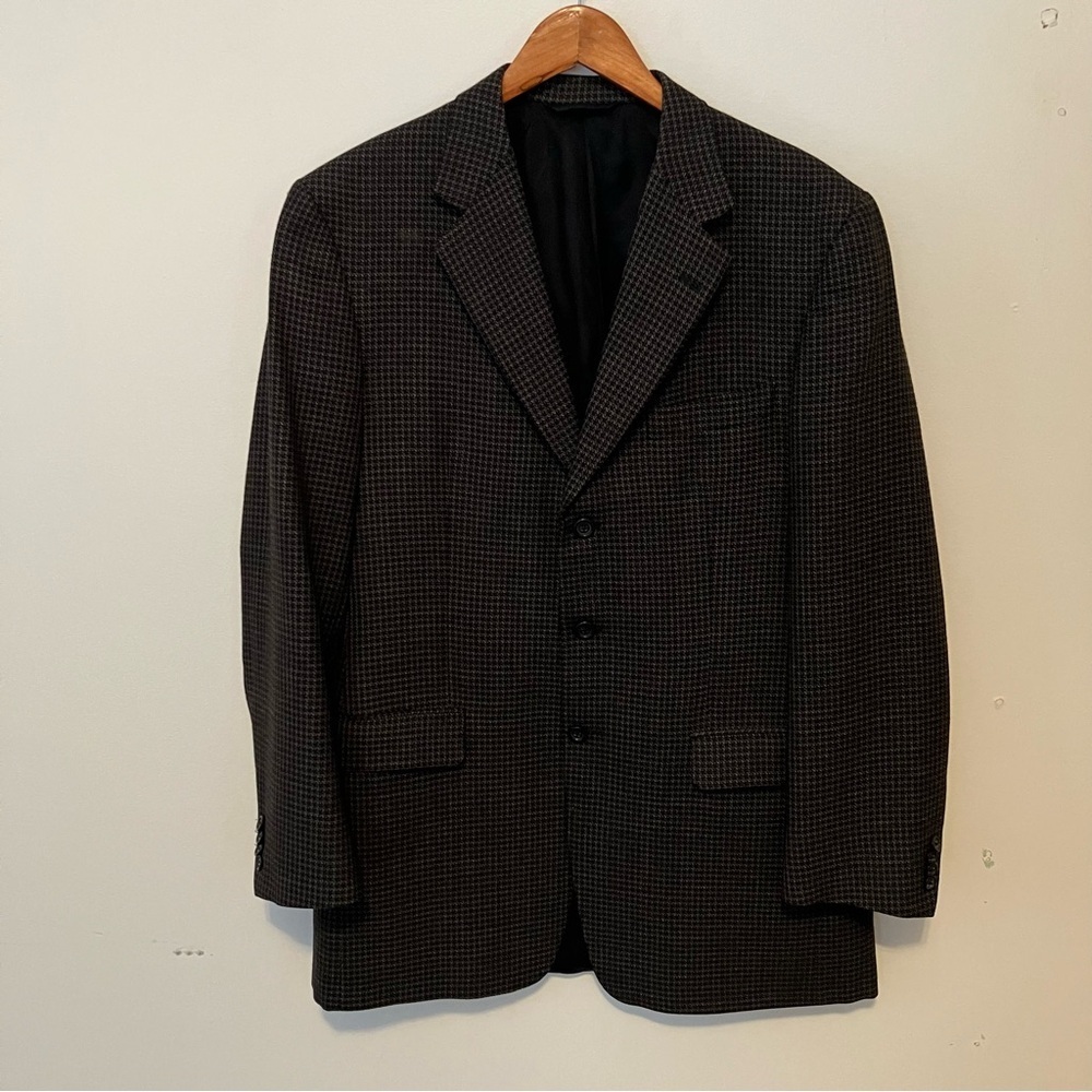 Burberrys’ Men's Wool Houndstooth Black Gray Suit Jacket Sport Coat Blazer 41L